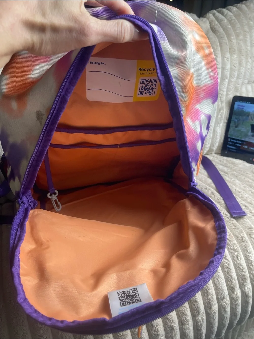 Purple & Pink Tie-Dye Canvas Backpack - Unbranded